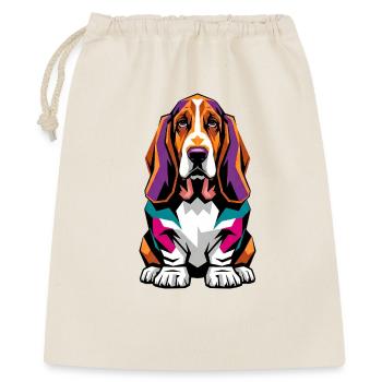 Farbenfroher Bass-Jagdhund - Geschenkbeutel aus Baumwolle (40 x 50 cm) - Natur - Vorne