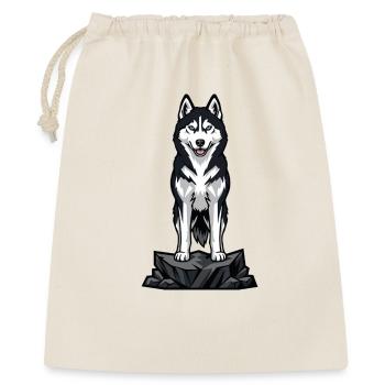 Sibirischer Husky-Hund auf Felsen Blue Eyes stolz - Geschenkbeutel aus Baumwolle (40 x 50 cm) - Natur - Vorne