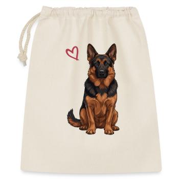 Schwarz-roter Deutscher Schäferhund - Geschenkbeutel aus Baumwolle (40 x 50 cm) - Natur - Vorne