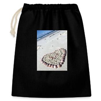 Cœur de coquillages sur la plage - Sac cadeau 40 x 50 cm - noir - Devant
