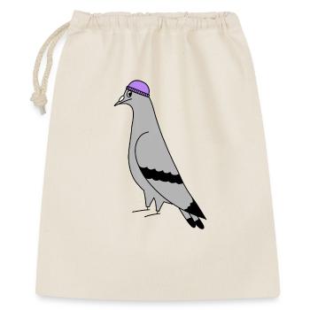 Pigeon with Beanie – Urban Minimal Illustration - Geschenkbeutel aus Baumwolle (40 x 50 cm) - Natur - Vorne
