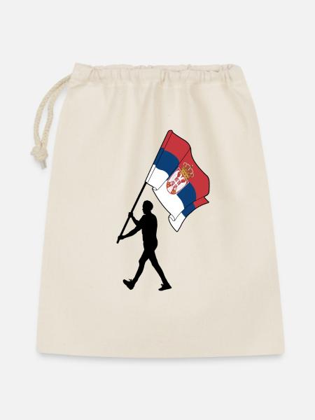 Flagge Serbien Mann geht - Geschenkbeutel aus Baumwolle (40 x 50 cm) - Natur