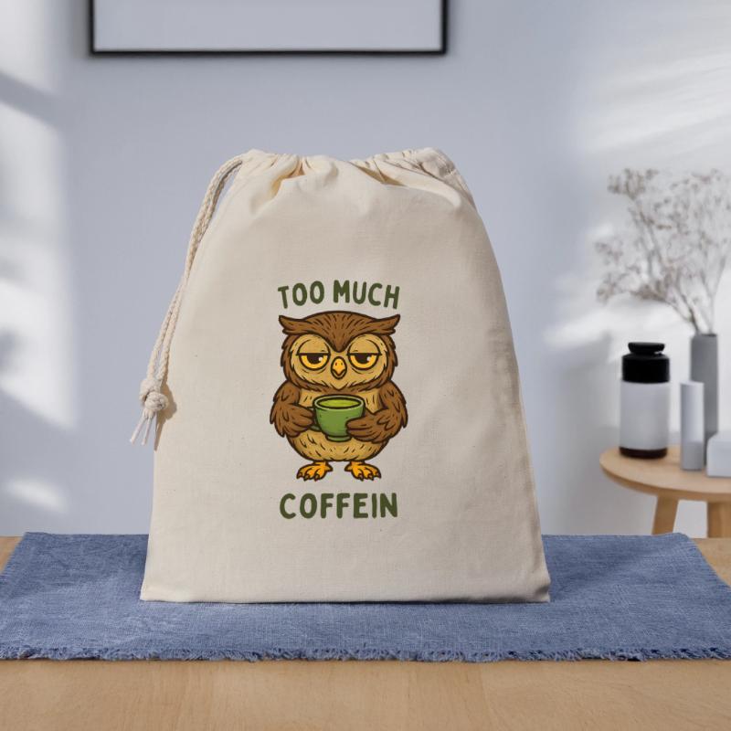 Nickernde Eule mit Kaffeebecher Geschenkbeutel aus Baumwolle (40 x 50 cm)