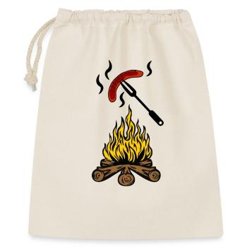 Lagerfeuer mit Bratwurst - Geschenkbeutel aus Baumwolle (40 x 50 cm) - Natur - Vorne