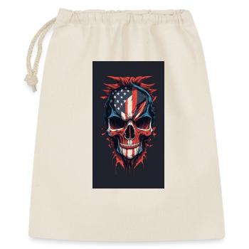 Drapeau américain dessiné face maléfique crâne de mort - Sac cadeau 40 x 50 cm - nature - Devant