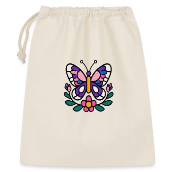 Schmetterling mit Blumen - Geschenkbeutel aus Baumwolle (40 x 50 cm) - Natur - Vorne