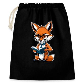 Renard intellectuel avec des lunettes livre de lecture - Sac cadeau 40 x 50 cm - noir - Devant