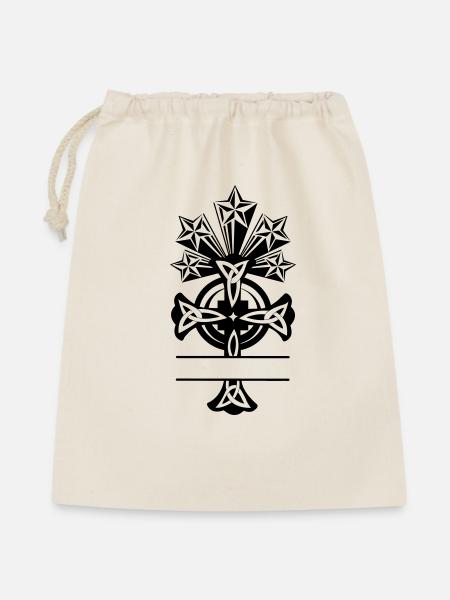 Keltisches Kreuz Fünf-Sterne-Monogramm - Geschenkbeutel aus Baumwolle (40 x 50 cm) - Natur
