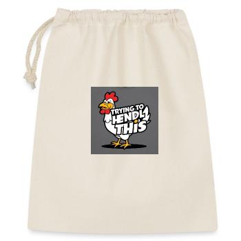 Comic Huhn "Trying to Hendl this" - Geschenkbeutel aus Baumwolle (40 x 50 cm) - Natur - Vorne