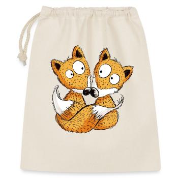 Fuchs Partner - Füchse - Team - Freundschaft - Geschenkbeutel aus Baumwolle (40 x 50 cm) - Natur - Vorne