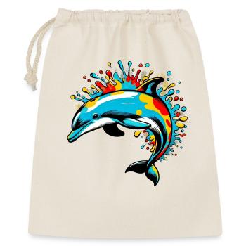 Delfin - Geschenkbeutel aus Baumwolle (40 x 50 cm) - Natur - Vorne