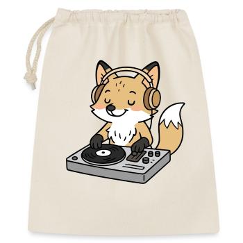 Ein Fuchs als DJ mit Kopfhörern am Mischpult - Geschenkbeutel aus Baumwolle (40 x 50 cm) - Natur - Vorne