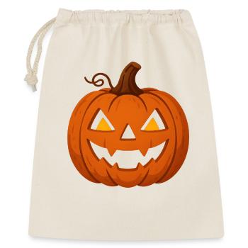 Helloween Kürbis mit Gruselgesicht - Geschenkbeutel aus Baumwolle (40 x 50 cm) - Natur - Vorne