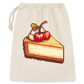 Pixel Käsekuchen mit Kirsche - Geschenkbeutel aus Baumwolle (40 x 50 cm) - Natur - Vorne