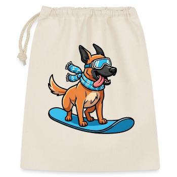 Snowboard Dog Funny Winter Dog - Gift Bag 40 x 50 cm - nature - Front