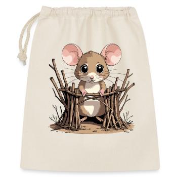 Souris des bois dans un réseau de branches - Sac cadeau 40 x 50 cm - nature - Devant