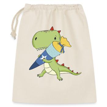 Dino avec cône d’école - Sac cadeau 40 x 50 cm - nature - Devant