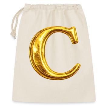 Goldenes C Monogramm-Design - Geschenkbeutel aus Baumwolle (40 x 50 cm) - Natur - Vorne