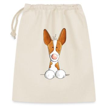 Neugieriger Podenco - Geschenkbeutel aus Baumwolle (40 x 50 cm) - Natur - Vorne