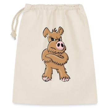 Schweinehund stehend - Geschenkbeutel aus Baumwolle (40 x 50 cm) - Natur - Vorne