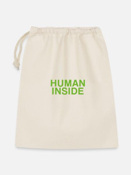 HUMAN INSIDE Textdesign - Geschenkbeutel aus Baumwolle (40 x 50 cm) - Natur
