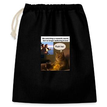Cat Meme Push Romance - Gift Bag 40 x 50 cm - black - Front
