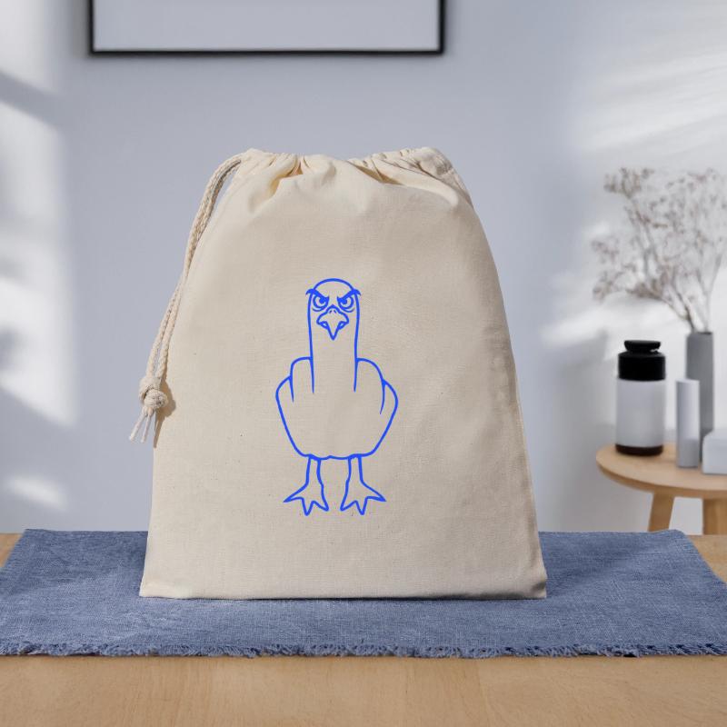 Möwe Mittelfinger Beleidigung Stinkefinger frech Geschenkbeutel aus Baumwolle (40 x 50 cm)