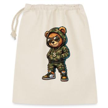Camouflage bear with hoodie and dollar pendant - Gift Bag 40 x 50 cm - nature - Front