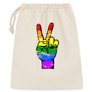 LGBT Flagge Frieden Victory Symbol used - Geschenkbeutel aus Baumwolle (40 x 50 cm) - Natur - Vorne