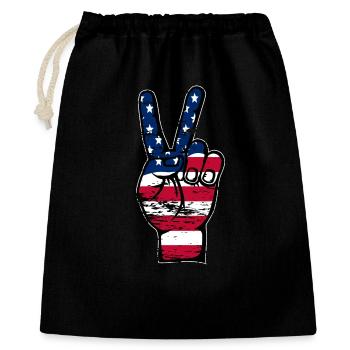 Symbole de victoire de la paix du drapeau des États-Unis utilisé - Sac cadeau 40 x 50 cm - noir - Devant