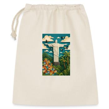 Christus Statue in tropischer Kulisse/Rio  - Geschenkbeutel aus Baumwolle (40 x 50 cm) - Natur - Vorne