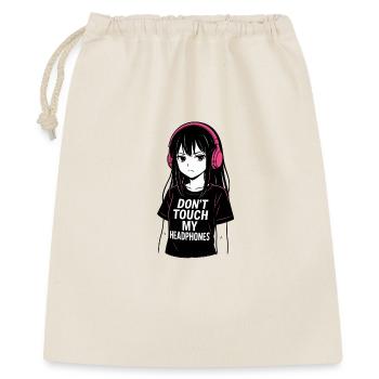 Anime Girl - Don’t Touch My Headphones - Geschenkbeutel aus Baumwolle (40 x 50 cm) - Natur - Vorne
