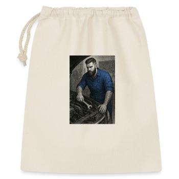 Industrieller Handwerker mit Schraubenschlüssel - Geschenkbeutel aus Baumwolle (40 x 50 cm) - Natur - Vorne