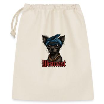 Urban Hund mit Bandana und Goldkette - Geschenkbeutel aus Baumwolle (40 x 50 cm) - Natur - Vorne