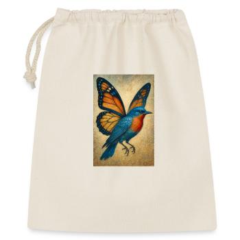 Fliegender Vogel mit Schmetterlingsflügeln - Geschenkbeutel aus Baumwolle (40 x 50 cm) - Natur - Vorne