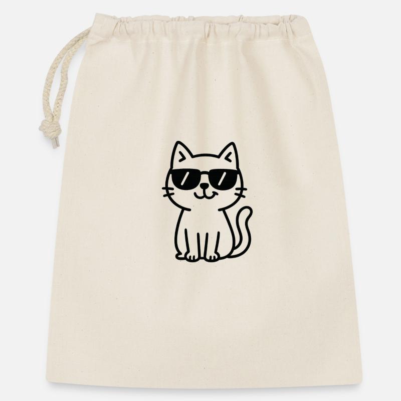 Coole Katze mit Sonnenbrillen Design - Geschenkbeutel aus Baumwolle (40 x 50 cm) - Natur