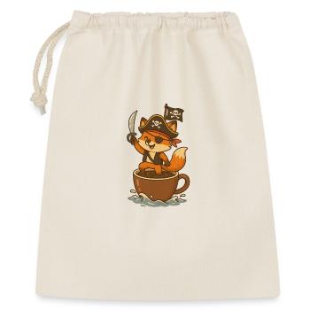 Fuchs Pirat mit Augenklappe und Schatzflagge - Geschenkbeutel aus Baumwolle (40 x 50 cm) - Natur - Vorne