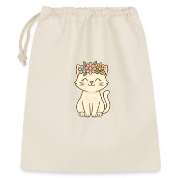 Floral Wreath Cat Charm - Gift Bag 40 x 50 cm - nature - Front