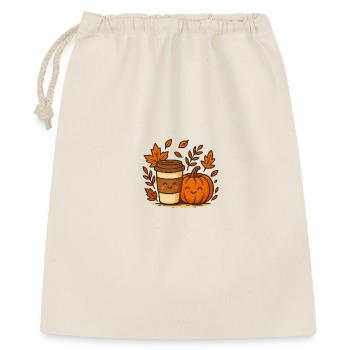 Herbstkaffee mit Kürbis - Geschenkbeutel aus Baumwolle (40 x 50 cm) - Natur - Vorne