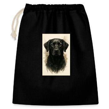 Peinture à l’aquarelle de chien noir - Sac cadeau 40 x 50 cm - noir - Devant