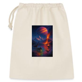 Dinosaurier Vulkan Fantasy Universum - Geschenkbeutel aus Baumwolle (40 x 50 cm) - Natur - Vorne