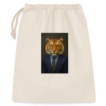 Tiger im Business-Anzug - Geschenkbeutel aus Baumwolle (40 x 50 cm) - Natur - Vorne