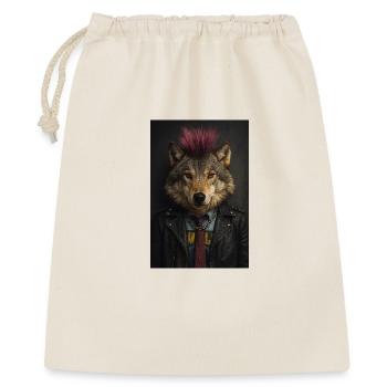 Wolfs Punk Mohawk Lederjacke - Geschenkbeutel aus Baumwolle (40 x 50 cm) - Natur - Vorne