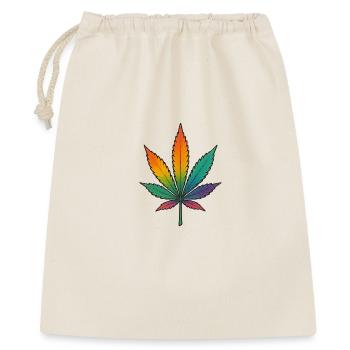 Regenbogen Cannabisblatt Design - Geschenkbeutel aus Baumwolle (40 x 50 cm) - Natur - Vorne