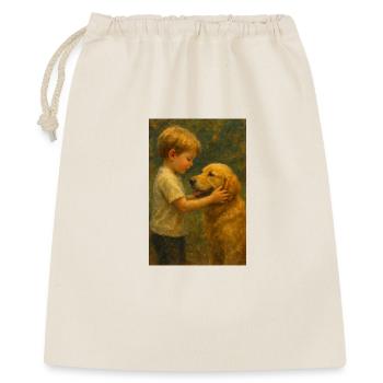 Child and dog in picturesque light - Gift Bag 40 x 50 cm - nature - Front