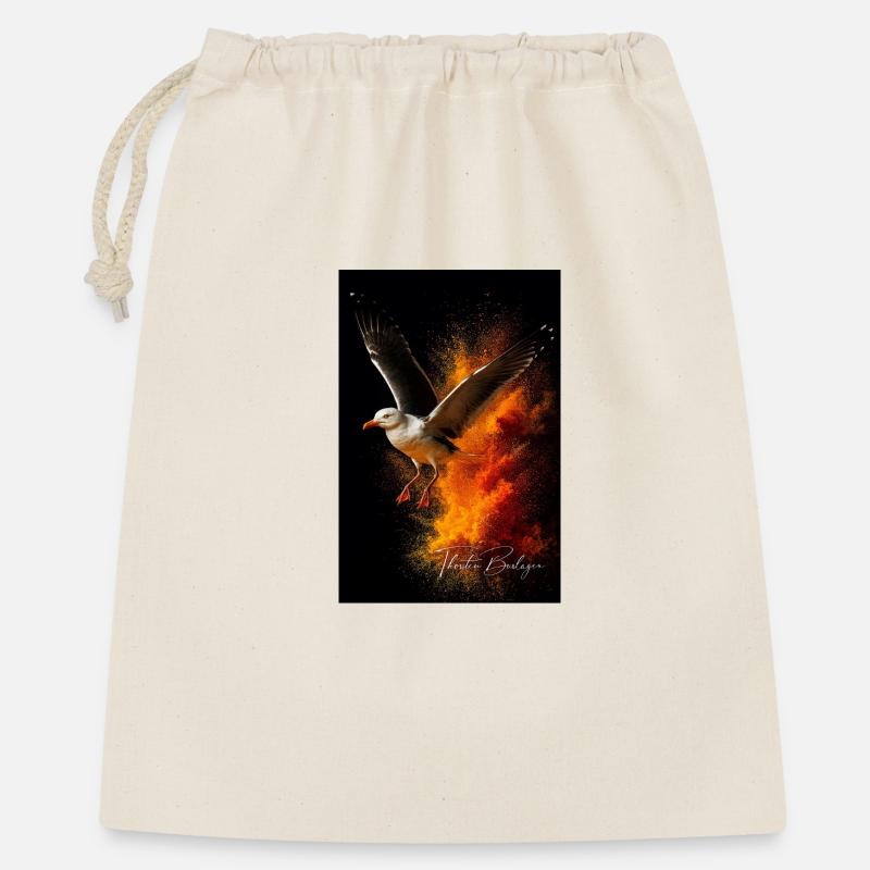Seagull flight in front of fire dust - Gift Bag 40 x 50 cm - nature