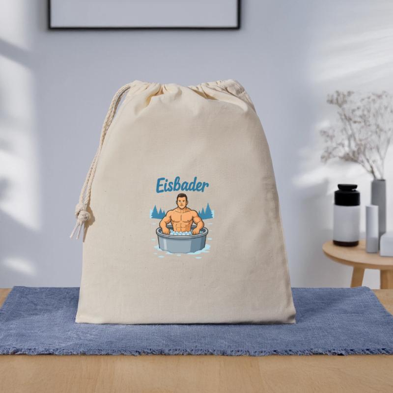 Eisbader Muskelmann im Eisbad Geschenkbeutel aus Baumwolle (40 x 50 cm)