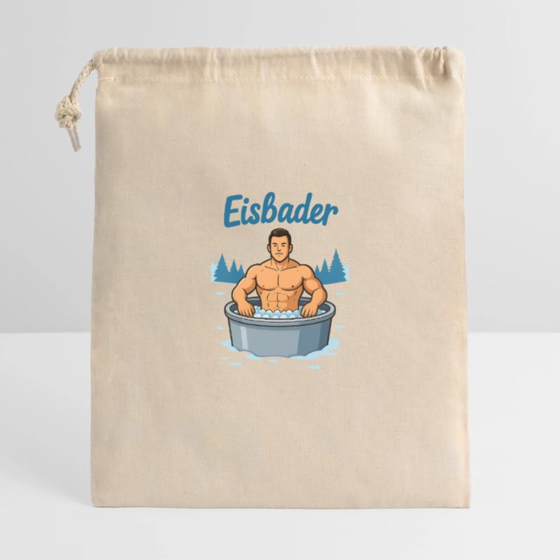 Eisbader Muskelmann im Eisbad Geschenkbeutel aus Baumwolle (40 x 50 cm)
