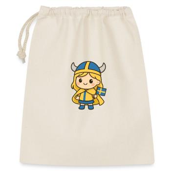 Cute_Swedish_Viking_Girl_Kawaii_Cartoon_T-Shirt - Geschenkbeutel aus Baumwolle (40 x 50 cm) - Natur - Vorne