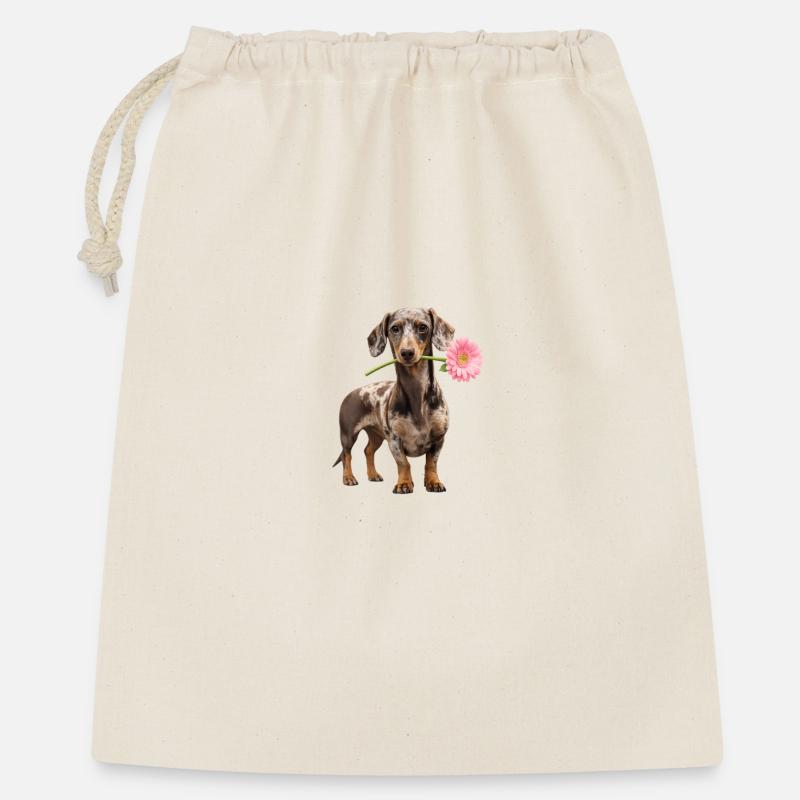 Teckel avec une fleur – L’amour de la fleur - Sac cadeau 40 x 50 cm - nature